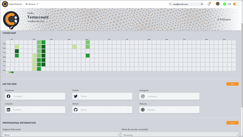 Cipherschools Profile Page